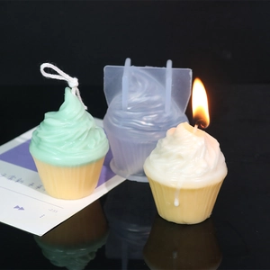 Cupcake silicone mold for DIY candles and resin with realistic cream texture design