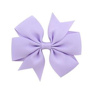 Classic light purple grosgrain ribbon bow hair clip with tiered rib texture for girls