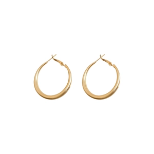 Minimalist gold plated circular hoop earrings with a matte frosted finish for women