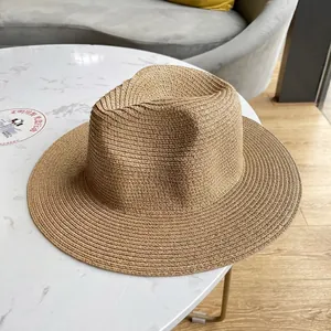 Fedora Straw Hat Summer Sun Protection Beach Vacation Jazz Style Solid Color Breathable For Adults