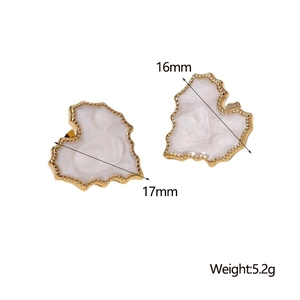 Detailed view of 18K gold plated heart stud earrings with 16mm/17mm size specifications
