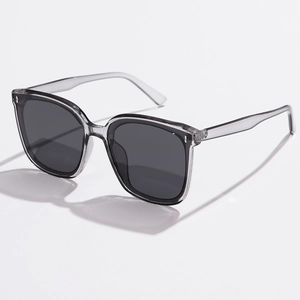 Vintage retro polarized sunglasses with transparent grey frames and dark grey lenses