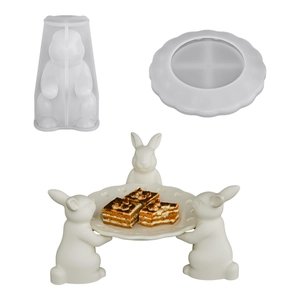 Moule silicone plateau lapin pour rangement de bijoux DIY et support de dessert