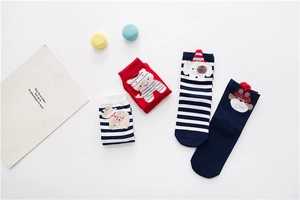 Detail view of plush cartoon animal socks featuring 3D holiday patterns on soft knit fabric