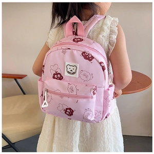 Zaino rosa per bambini con stampa di orsetto e spallacci regolabili per l'asilo