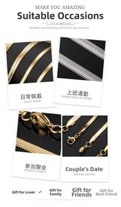 Detail of flat snake chain with lobster clasp in gold and silver stainless steel