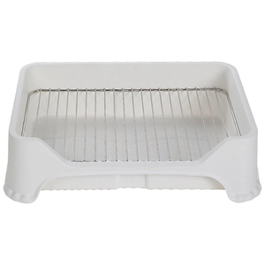 White high-side splash-proof dog toilet with metal grid for indoor pet training