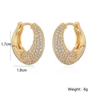 Detailed view of 18K gold plated crescent hoop earrings with size and weight measurements