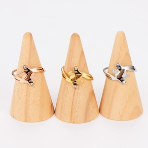 Minimalist stainless steel butterfly rings with rhinestones in rose gold, gold, and silver