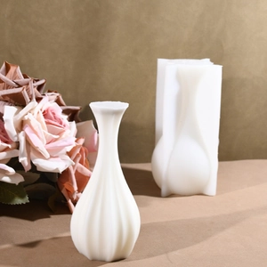 DIY silicone mold for elegant Nordic style striped vase with finished plaster vase