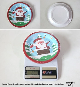 Assiettes de Noël 7 pouces avec Père Noël, lot de 10 pour décoration de table fête