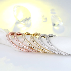 Elegant brass hoop earrings with 4A cubic zirconia in gold, silver and rose gold