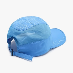 Light blue quick-dry baseball cap with breathable side mesh and adjustable buckle