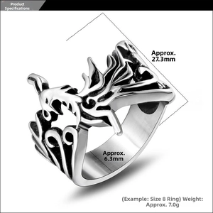 Macro view showing dimensions of 27.3mm height and 6.3mm width for the phoenix ring