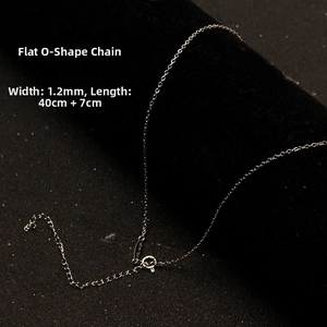 Close-up of a 1.2mm wide flat O-chain stainless steel necklace with extension