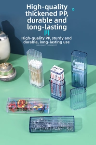Detail showing high-quality PP storage box with ribbed texture for organizing cotton swabs