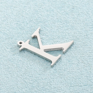 Polished silver stainless steel letter K pendant charm for creative DIY jewelry necklaces
