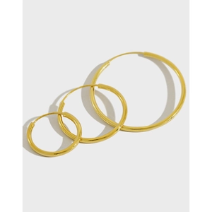 925 Sterling Silver Hoop Earrings 18K Gold Plated Minimalist High Polished Circle Ear Jewelry For Women Girls