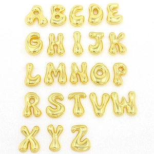 Puffy 18K gold plated 26 English bubble letter pendants for stainless steel necklaces