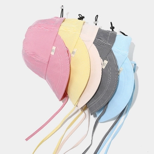 Quick-dry striped sun hats for kids with adjustable chin straps in multiple colors