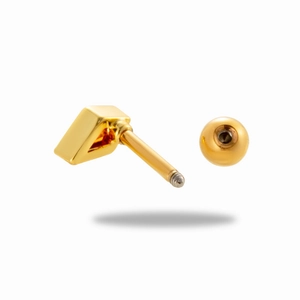 Minimalist gold stainless steel stud earrings with cubic zirconia and screw ball back