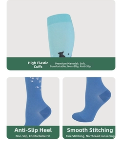 Detail of compression sports socks featuring high elastic cuffs and anti-slip heel design