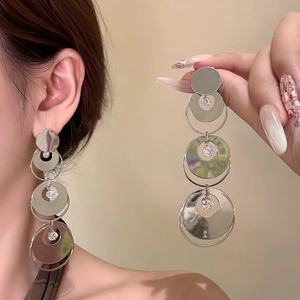 Orecchini Pendenti Geometrici Con Cerchi Multipli Per Donna Lega Con Perno In Argento Sterling 925