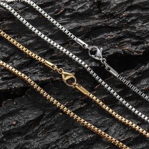 Minimalist 2mm stainless steel box chain necklaces in gold and silver finish