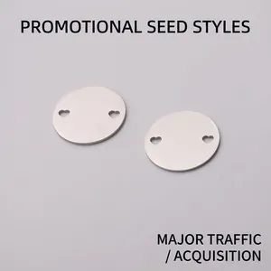 Round Stainless Steel Disc Pendant Double Heart Hole DIY Jewelry Making Mirror Polished Connector Charm