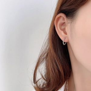 Classic 925 sterling silver braided hoop earrings for women with twisted rope design