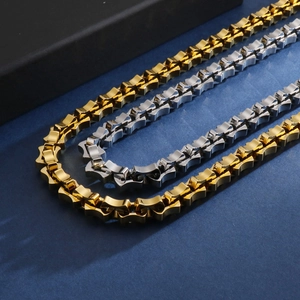 Chunky geometric 18K gold and silver stainless steel chain necklaces for men in hip hop style