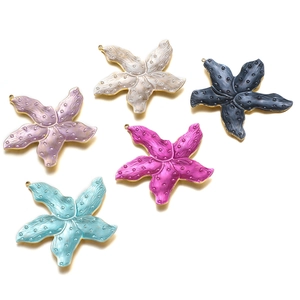 Stainless Steel Flower Starfish Pendant Enamel Drip Oil Charms For Necklace Bracelet DIY Jewelry Making Women Clothing Accessories
