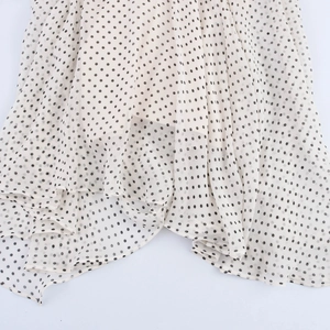 Elegant beige polka dot halter maxi dress made of premium lightweight chiffon fabric