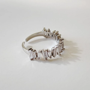 French style 925 sterling silver iceberg ring with irregular cubic zirconia stones