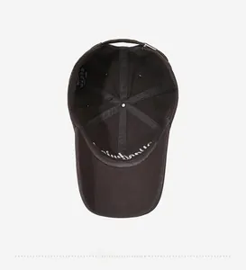 Detailed interior of 100% cotton baseball cap showing embroidery and inner lining