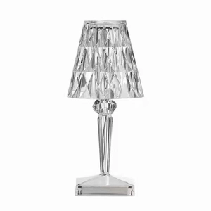 USB rechargeable crystal table lamp with diamond cut acrylic design for bedroom decor