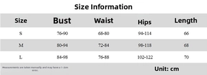 Detailed size chart for women strapless polka dot dress with bust waist hips measurements