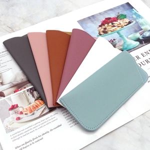 Morandi colors thickened leather sunglasses pouches in a fan-shaped artistic layout