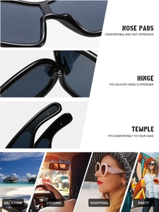 Detail of Y2K shield sunglasses showing reinforced metal hinges and comfortable nose pads