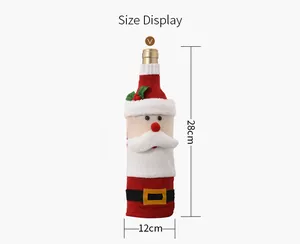 Detailed size specifications for Christmas Santa knitted wine bottle cover 28x12cm