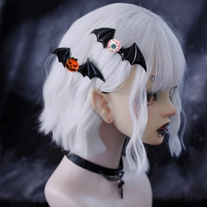 Halloween bat wing hair clips featuring spooky pumpkin and eyeball designs for women