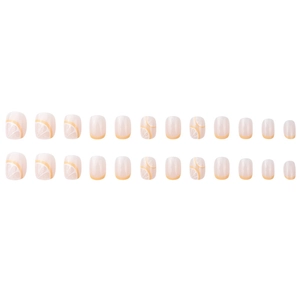 Summer lemon French press-on nails with ice translucent nude base and 24-piece set
