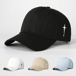 Side Cross Embroidery Baseball Cap Polyester Twill Curved Brim Sun Protection Outdoor Casual Streetwear Adjustable Hat