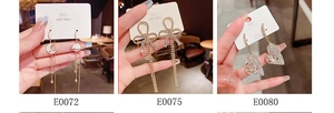 Detailed comparison of S925 silver fringe earrings with moon stars and bow designs