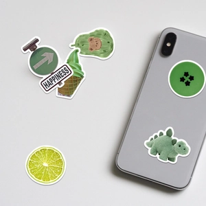 Set of 60 waterproof avocado green aesthetic stickers for laptops and phone cases
