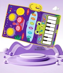 Detail of waterproof music mat with drum kit and piano keys for early education