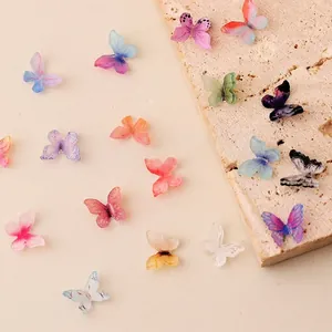 3D realistic butterfly nail art charms in assorted translucent colors for manicure