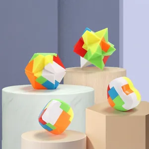 Multicolor geometric 3D puzzles in heart and star shapes for educational kids' play