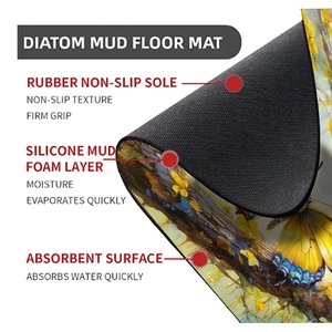 Détail de la structure multicouche du tapis de bain antidérapant à motif papillon