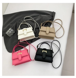 Collection of minimalist PU leather crossbody bags in white, khaki, pink, and black colors
